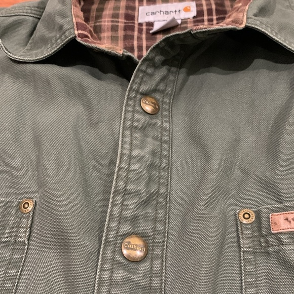 Vintage Carhartt Flannel Linned Work Shirt, 100% Cotton - Men’s SIZE LARGE - Picture 3 of 16